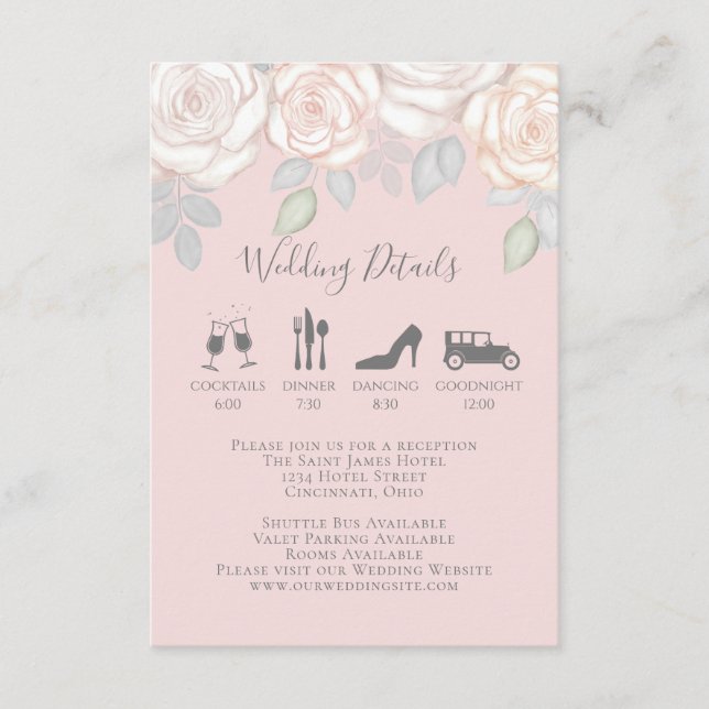 Carte D'accompagnement Elégante aquarelle Blush Floral Calligraphie Photo (Devant)