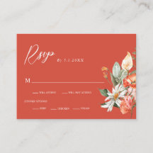 Elégante aquarelle Coral Fleurs de mariage RSVP