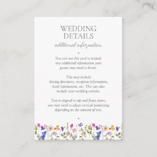 Carte D'accompagnement Elégante aquarelle Floral Script Détails Mariage