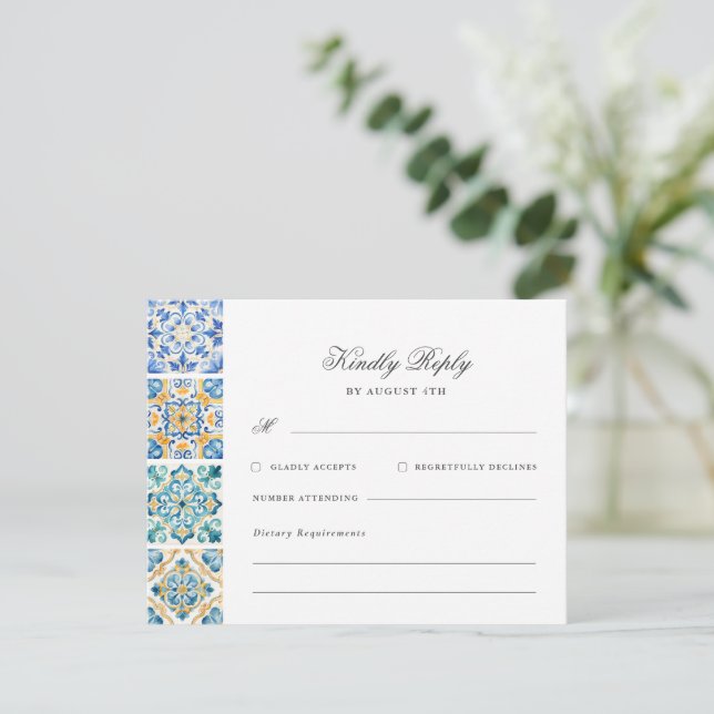 Carte D'accompagnement Elégante aquarelle formelle Mariage italien RSVP (Debout devant)