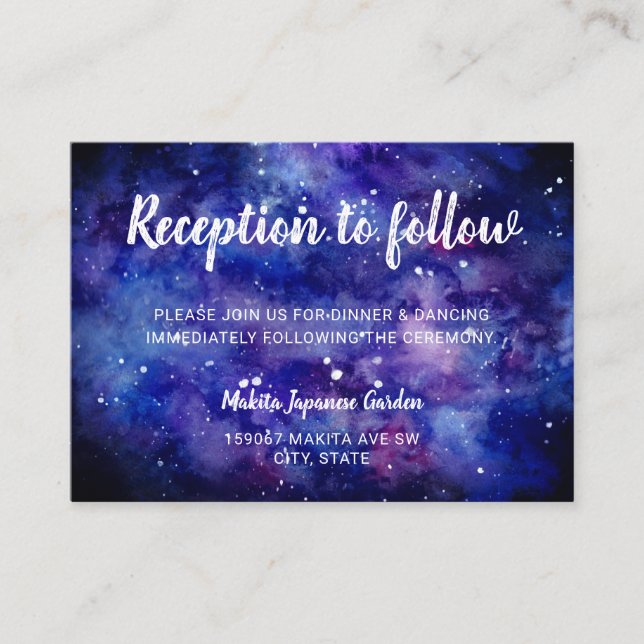 Carte D'accompagnement Elégante aquarelle Galaxy Starry Night Calligraphi (Devant)