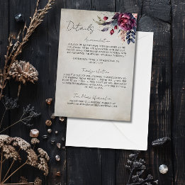 Carte D'accompagnement Elégante aquarelle gothique Détails du Mariage flo
