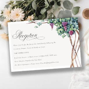 Carte D'accompagnement Elégante aquarelle Grapevine Mariage Réception