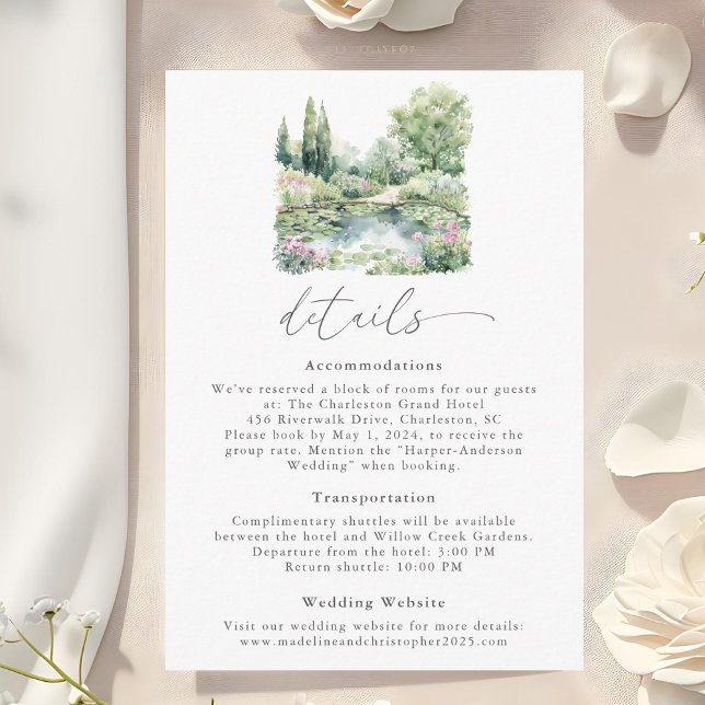 Carte D'accompagnement Elégante aquarelle Jardin d'été Paysage Mariage (Créateur téléchargé)