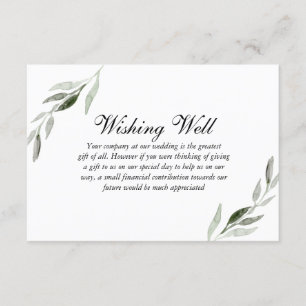 Carte D'accompagnement Elégante aquarelle verte feuille Mariage Wishing w