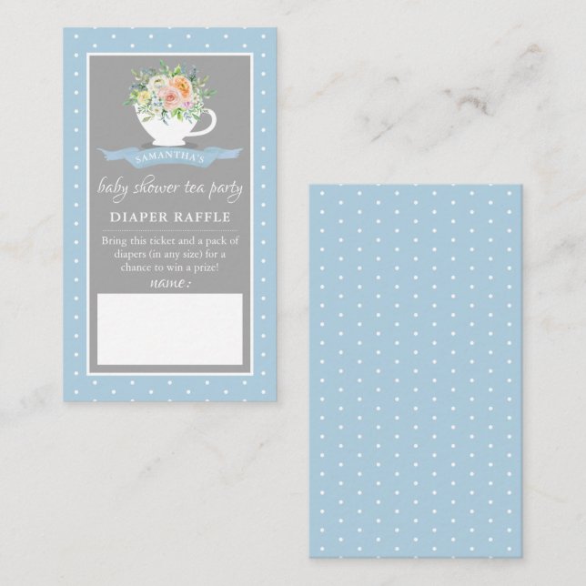 Carte D'accompagnement Élégante Baby Shower Fête de Thé Tasse Fleurie Cou (Devant / Derrière)
