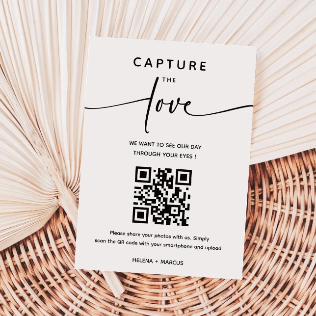 Carte D'accompagnement Élégante calligraphie Capturer le code QR d'amour (Créateur téléchargé)