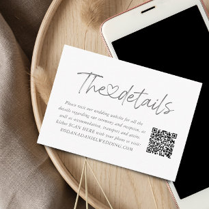 Carte D'accompagnement Élégante calligraphie Détails du coeur QR Code