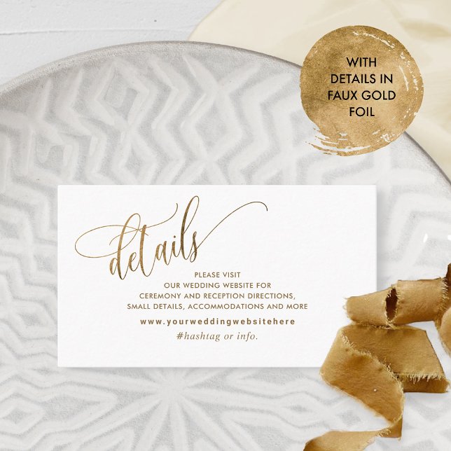 Carte D'accompagnement Élégante calligraphie Détails du Mariage/ Site Int (Créateur téléchargé)