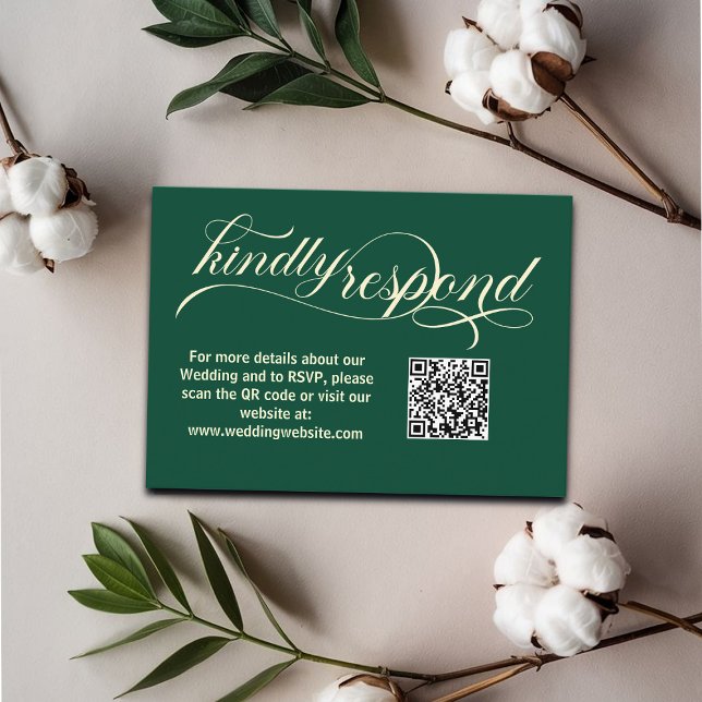 Carte D'accompagnement Elégante calligraphie Mariage Turquoise QR Code ca (Créateur téléchargé)