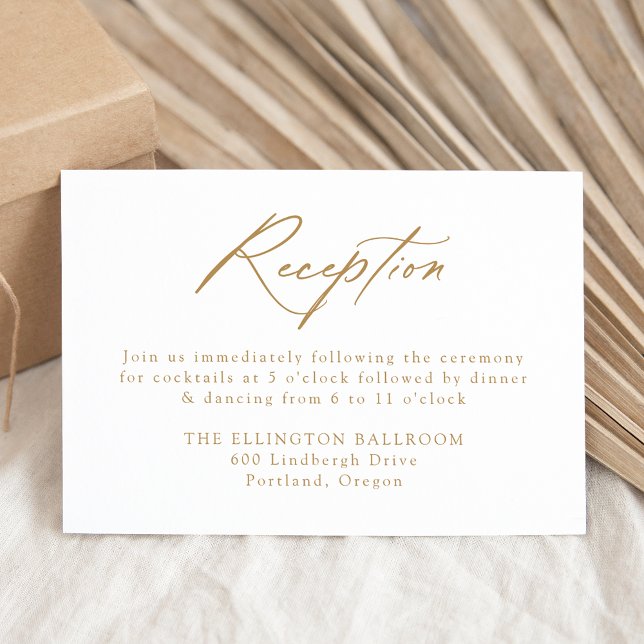 Carte D'accompagnement Elégante Calligraphie Or Réception de mariage (Créateur téléchargé)