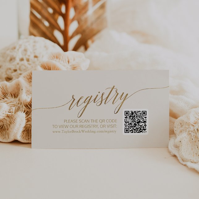 Carte D'accompagnement Élégante calligraphie Or | Registre du code QR ivo (Créateur téléchargé)