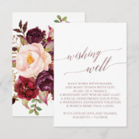 Élégante calligraphie or Rose Floral Wishing well