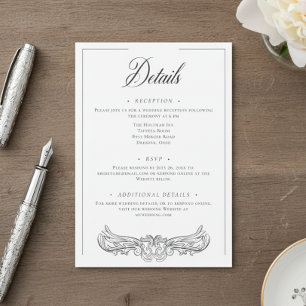 Carte D'accompagnement Élégante Chinoiserie noire Mariage Bird Crest