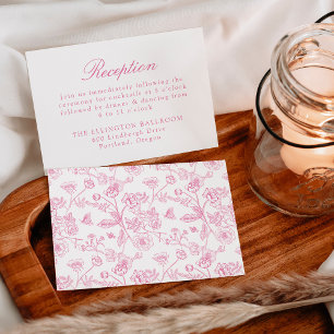 Carte D'accompagnement Elégante Chinoiserie Rose Floral Mariage Réception