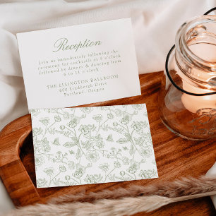 Carte D'accompagnement Elégante Chinoiserie Verte Floral Mariage Réceptio