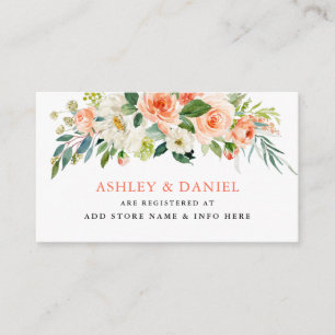 Carte D'accompagnement Elégante Coral Floral Mariage Registry Insert Card