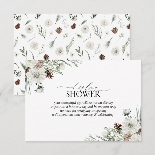 Carte D'accompagnement Élégante douche d'affichage À feuillage persistant (Devant / Derrière)