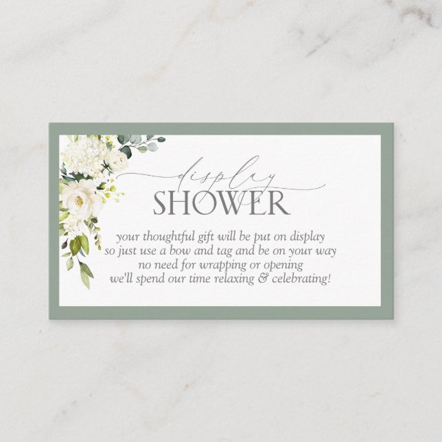 Carte D'accompagnement Élégante douche d'affichage vert gris blanc (Devant)