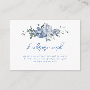 Carte D'accompagnement Élégante Douche de Mariée Fleurie Bleu Poussiéreux