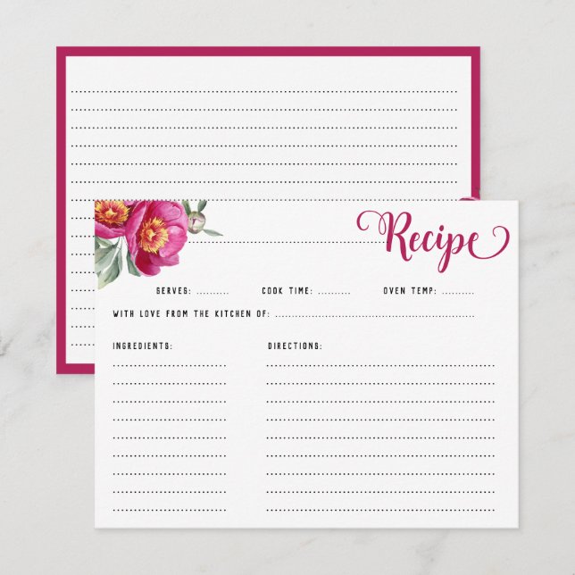 Carte D'accompagnement Élégante Fête des mariées de recette florale rose  (Devant / Derrière)
