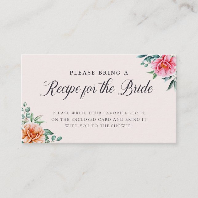 Carte D'accompagnement Elégante Fête des mariées florale Recette Enclôtur (Devant)