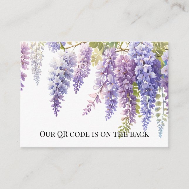 Carte D'accompagnement Elégante glycine d'aquarelle violet mariage de cod (Devant)