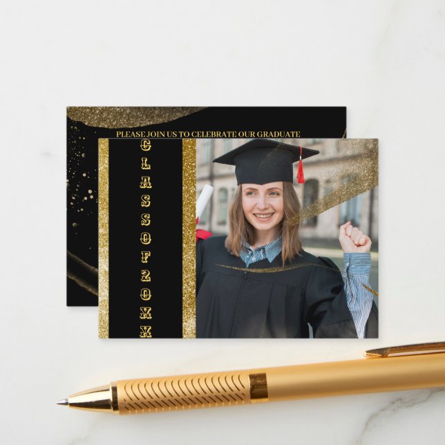 Carte D'accompagnement élégante graduation (Devant/Arrière en situation)