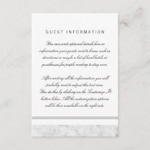 Carte D'accompagnement Élégante Mariage en marbre blanc chic