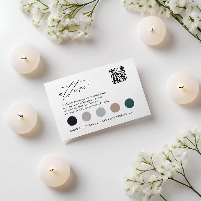 Carte D'accompagnement Élégante palette de couleurs de mariage Attire QR  (Créateur téléchargé)