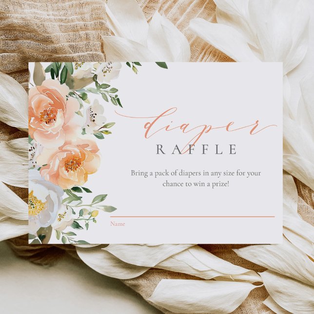 Carte D'accompagnement Élégante Pêche Bébé Fille Baby shower Déchets Raff (Créateur téléchargé)