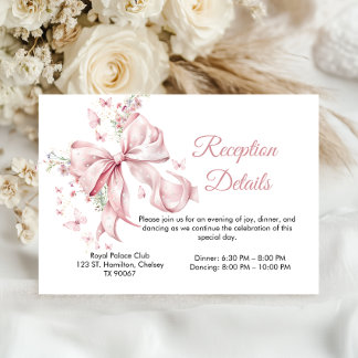 Carte D'accompagnement Elégante Perles De Bow Rose Quinceañera Réception