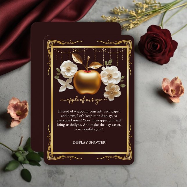 Carte D'accompagnement Élégante Pomme d'or de notre Baby shower oculaire (Créateur téléchargé)