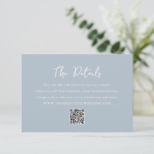 Carte D'accompagnement Élégante Poudre Bleu QR Code moderne Mariage