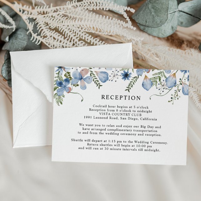 Carte D'accompagnement Elégante Réception de mariage bleu Dusty (Créateur téléchargé)