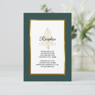 Carte D'accompagnement Elégante Réception de mariage d'hiver Emerald Gold