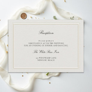 Carte D'accompagnement Élégante Réception de Mariage Moderne Classique Éc