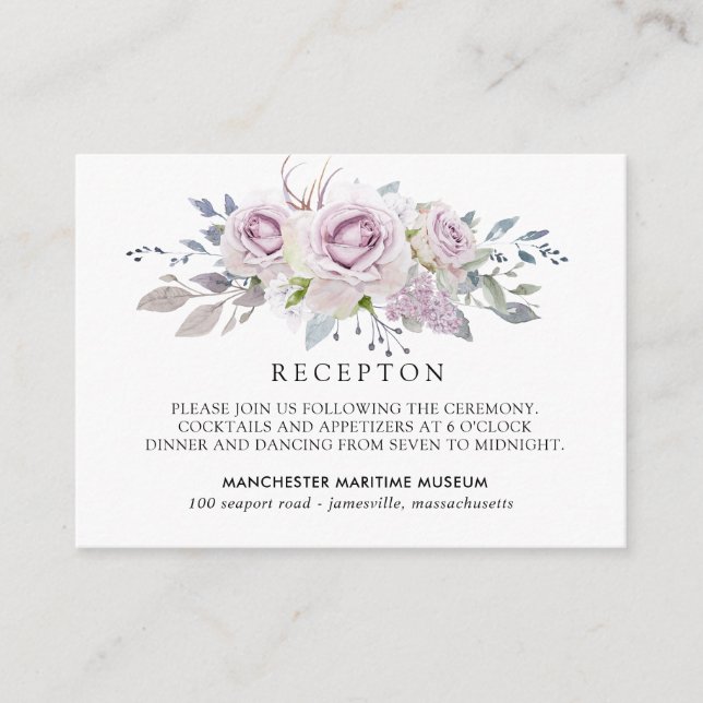 Carte D'accompagnement Elégante Réception de Quinceanera Florale Purple L (Devant)