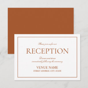 Carte D'accompagnement Elégante Réception De Script Classique Burnt Orang