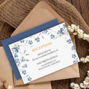 Carte D'accompagnement Elégante Réception Florale Bleue Mariage Seulement