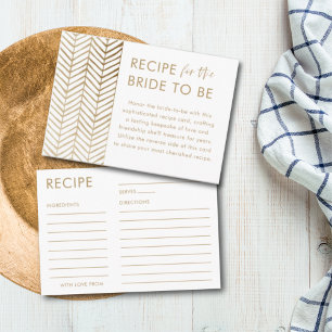 Carte D'accompagnement Élégante Recette Or et Blanc pour la Mariée 