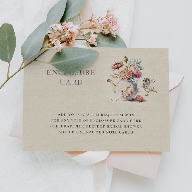 Carte D'accompagnement Elégante Tea Party Fête des mariées florale (Créateur téléchargé)