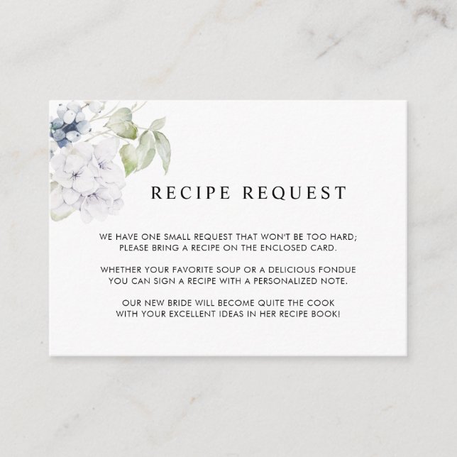 Carte D'accompagnement Élégante verdure et mariage floral blanc Recette (Devant)