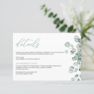 Carte D'accompagnement Elégante verdure Eucalyptus Feuille Mariage