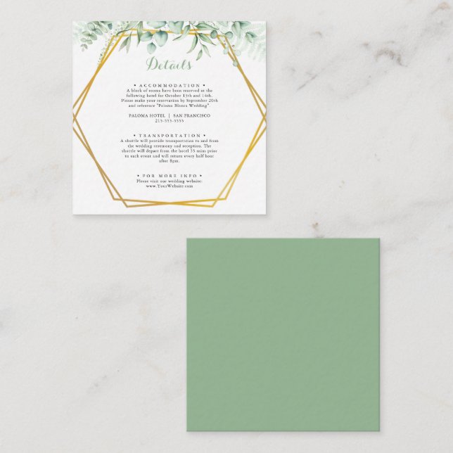 Carte D'accompagnement Elégante verdure Eucalyptus Feuille Mariage (Devant / Derrière)