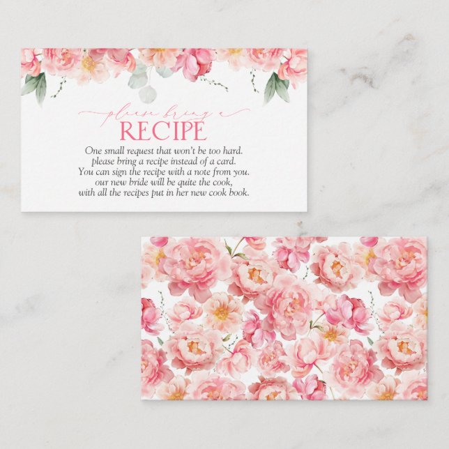 Carte D'accompagnement Élégante Verdure Florale Rose S'Il Vous Plaît Appo (Devant / Derrière)