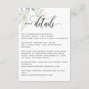 Carte D'accompagnement Elégante verdure Mariage Informations sur le clien