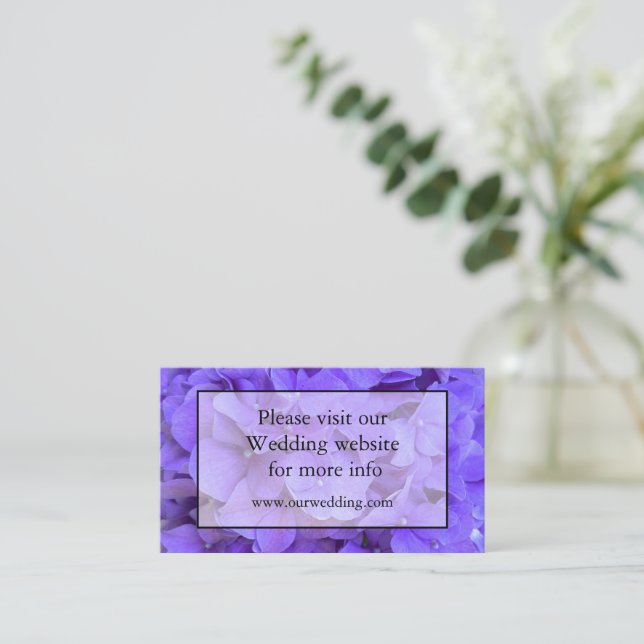 Carte D'accompagnement Elégantes hydrangées florales violettes (Debout devant)