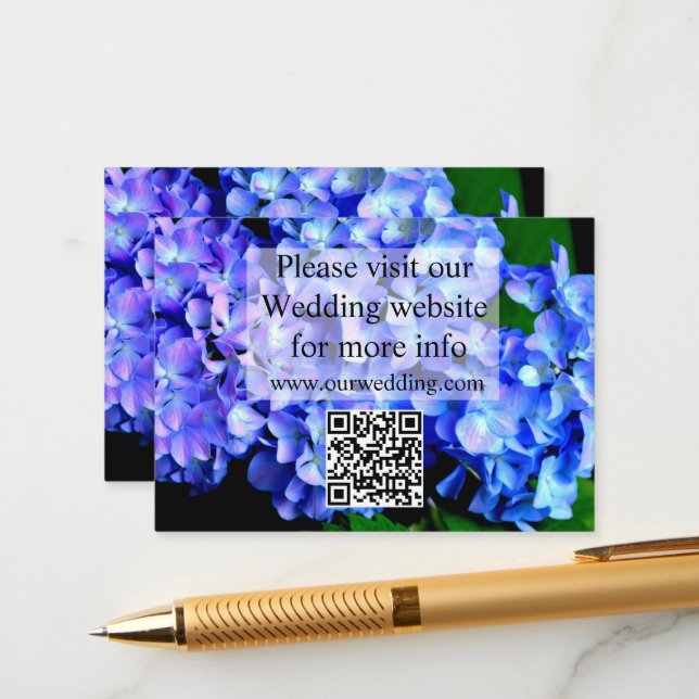 Carte D'accompagnement Elégantes hydrangées florales violettes bleues (Devant/Arrière en situation)