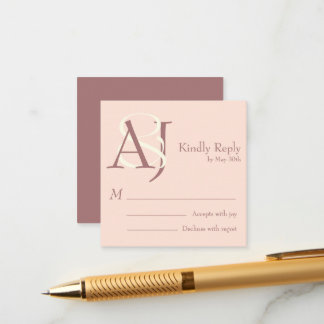 Carte D'accompagnement Élégantes Teintes Terres Chaudes Roses Mariage Ret